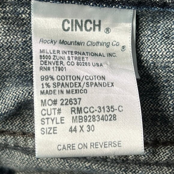 Cinch White Label Jeans Mens 44 X 30 Blue Stretch Denim Western Workwear - Picture 5 of 9